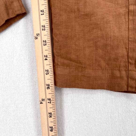ENZA COSTA French Linen Drawcord Droprise Pants Womens Medium Brown Drop Crotch - Picture 16 of 16